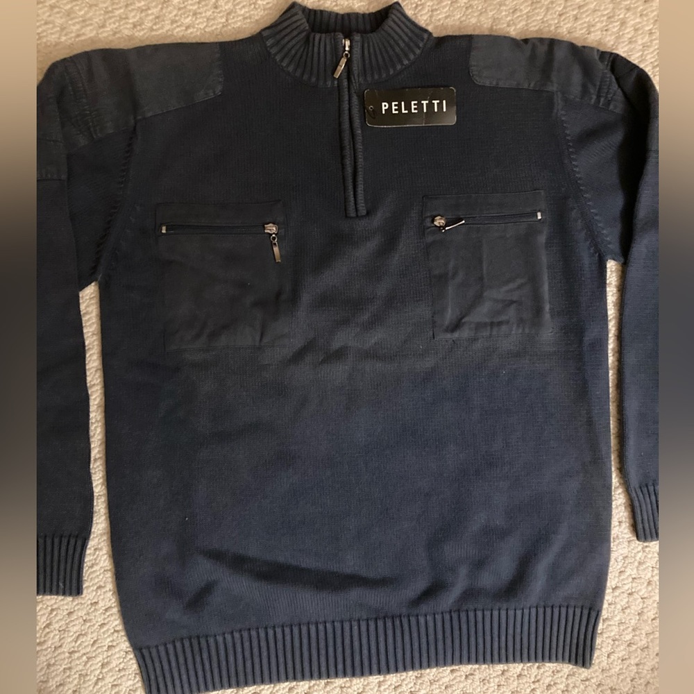 Men’s Peletti Navy Quarter Zip Sweater
